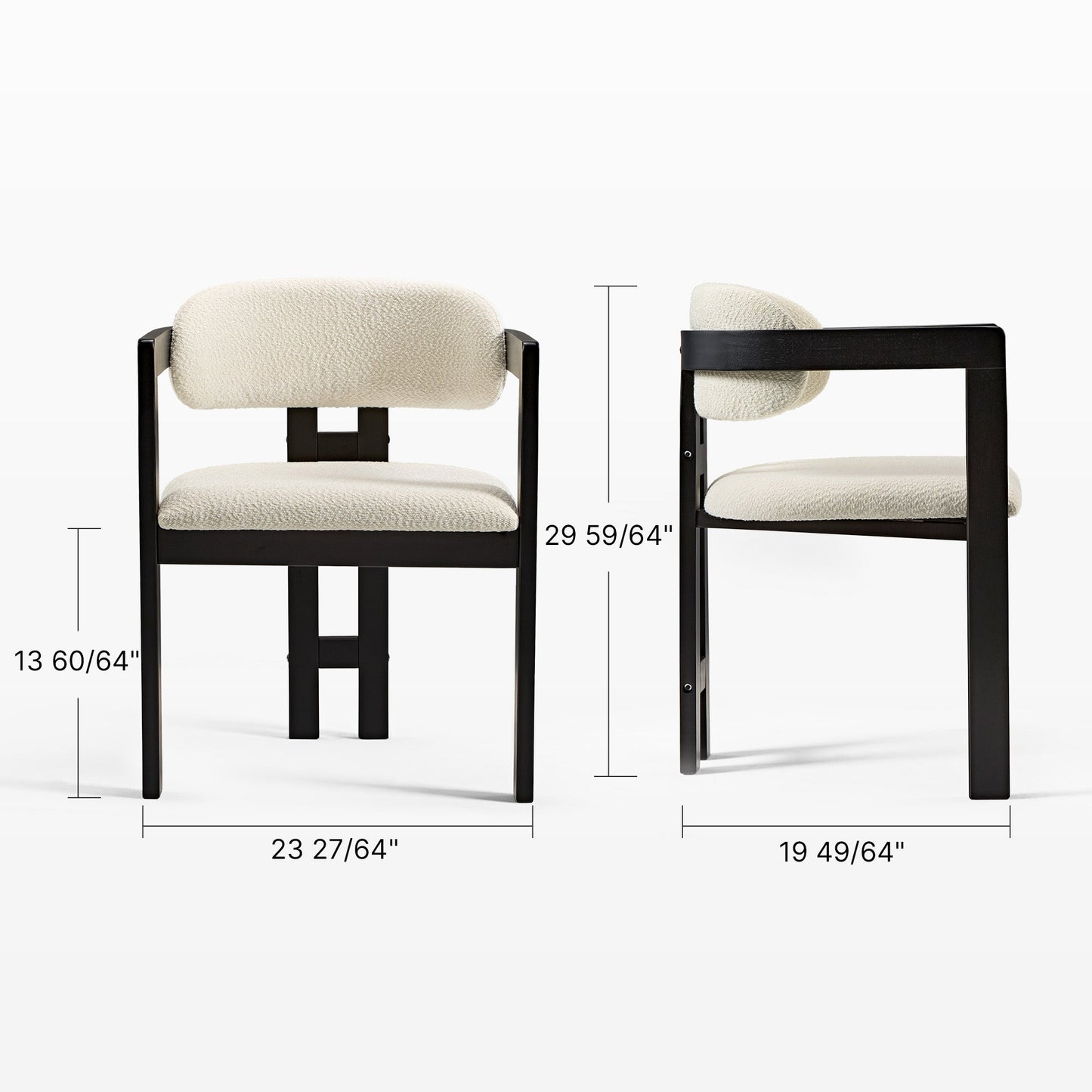 Elle Boucle Dining Chairs Set of 2, Walnut/Black