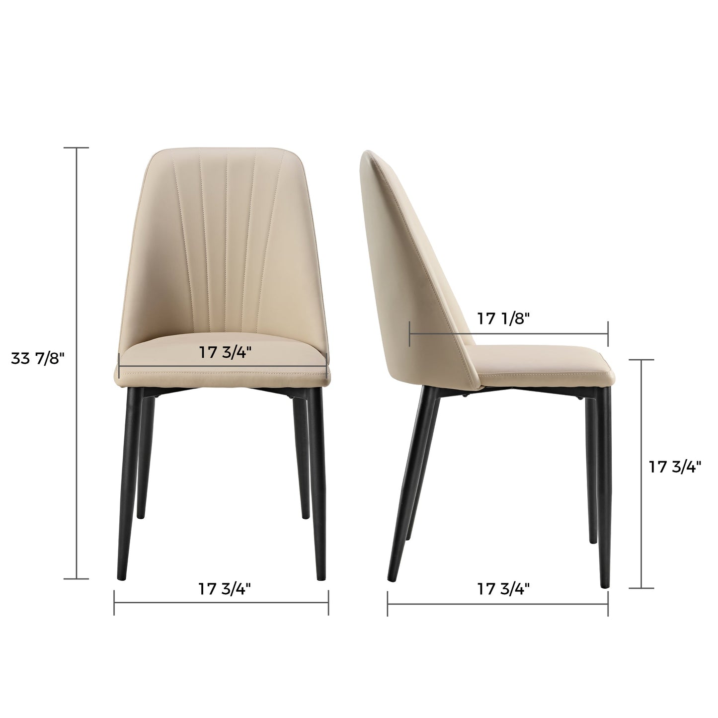 Chester, Upholstered Dining Side Chairs Set of 2, Off-white