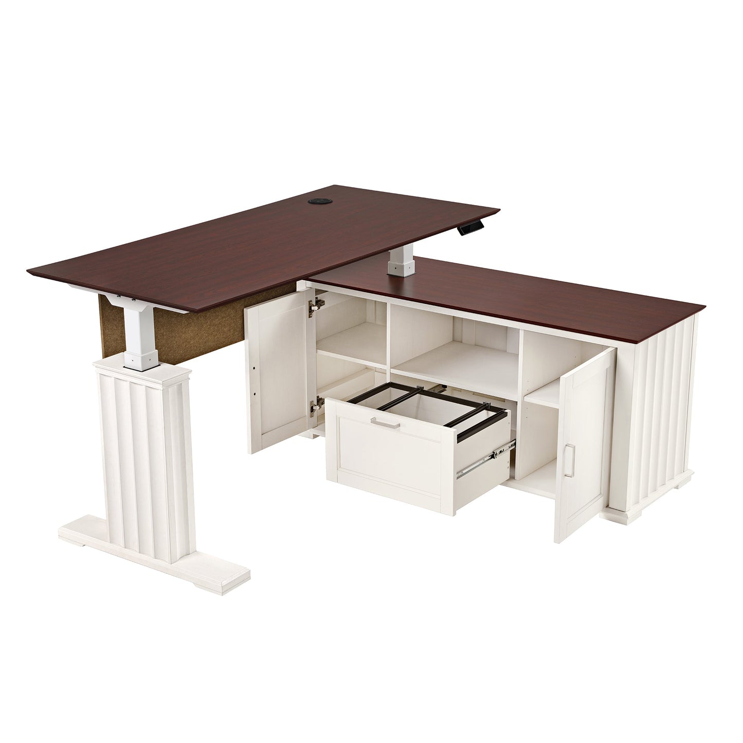 Eureka ARK ES 60'' Executive L-shaped Standing Desk with Storage Cabinets