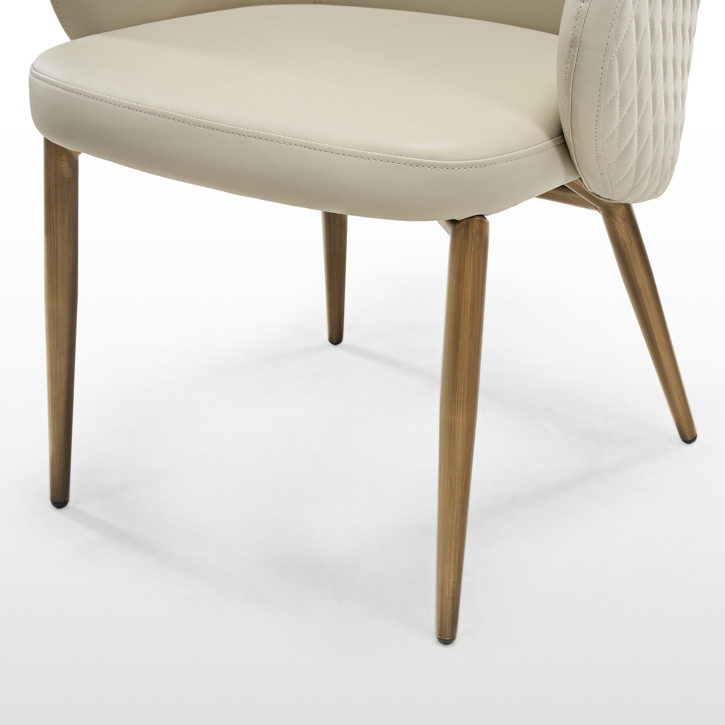 Elegant Sleek Leather Dining Chair Set of 2 with imitation leather fabric and Wooden-toned metal legs