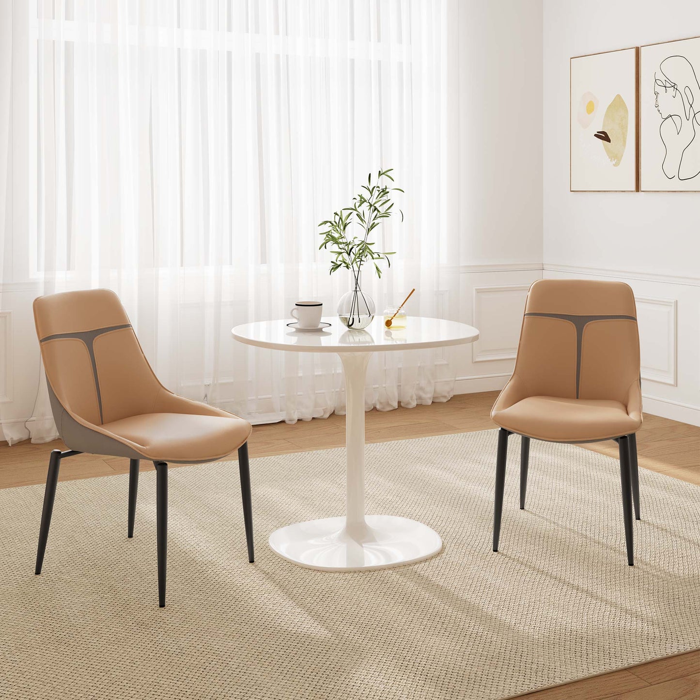 Eureka Ergonomic Dining Room with Yellow Modern Two-tone Dining Chairs Set of 2
