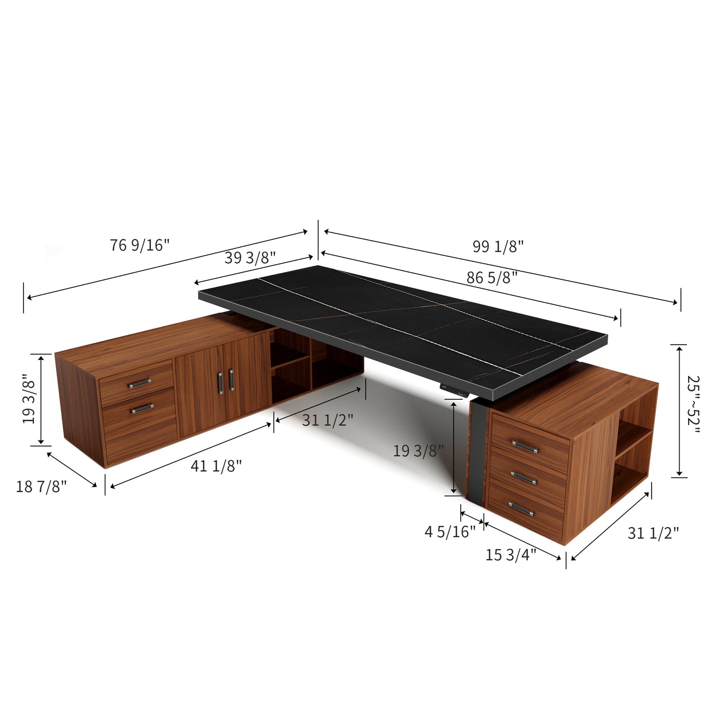 Zen Pro Executive Standing Desk (86"x39") With Cabinets