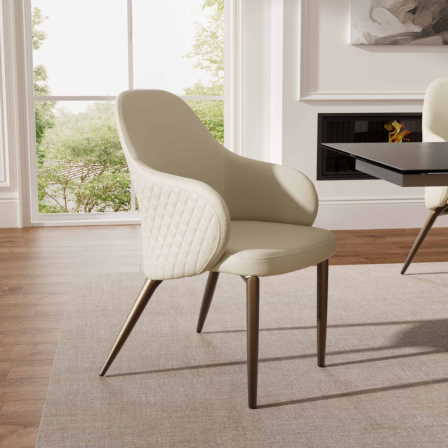 Elegant Sleek Leather Dining Chair Set of 2 with imitation leather fabric