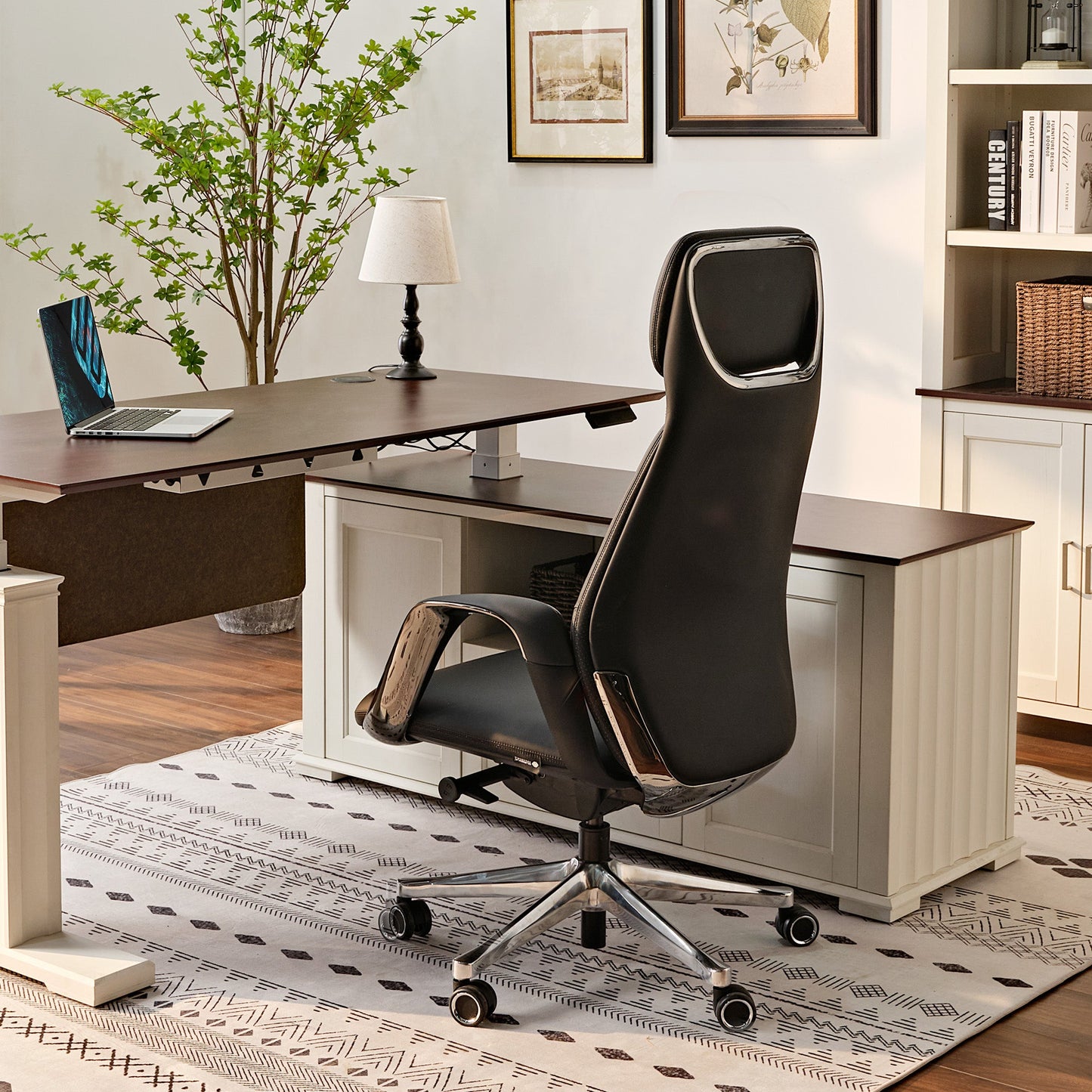 SERENE, executive office chair Luxury Napa Leather, Black, Lifestyle Image with Ark ES