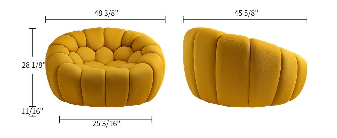 Luca, Modern Accent Chair Yellow Dimensions