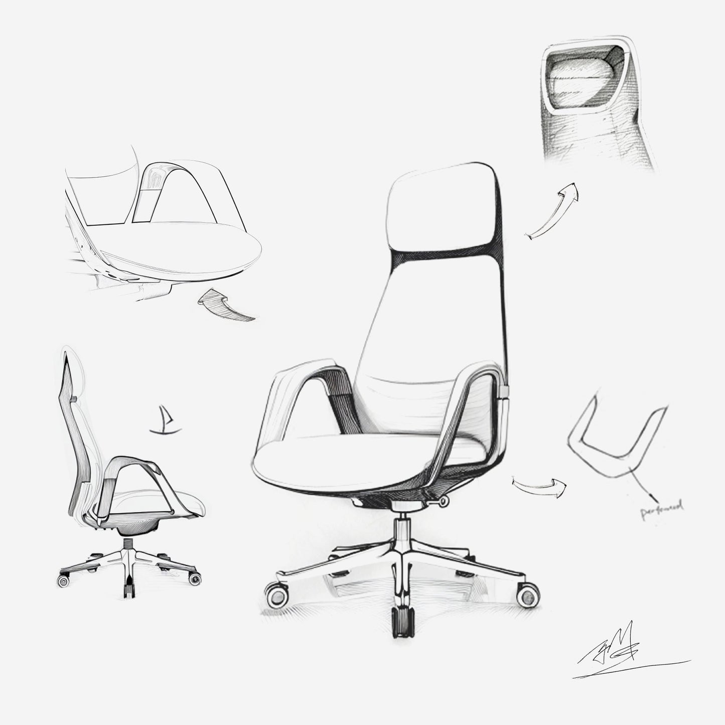 Executive Office Chair classic design SERENE off-white