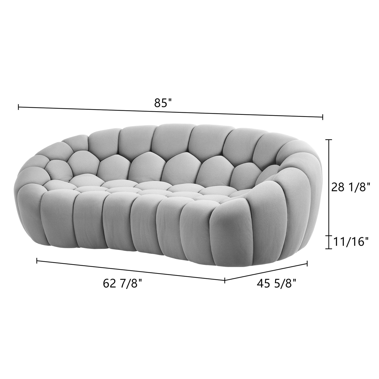 Luca, Loveseat Sofa Gray Dimensions