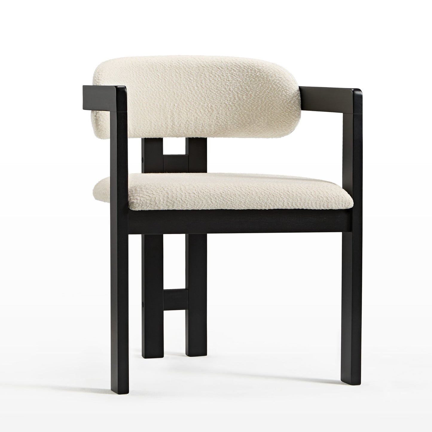 Elle Boucle Dining Chairs Set of 2, Walnut/Black