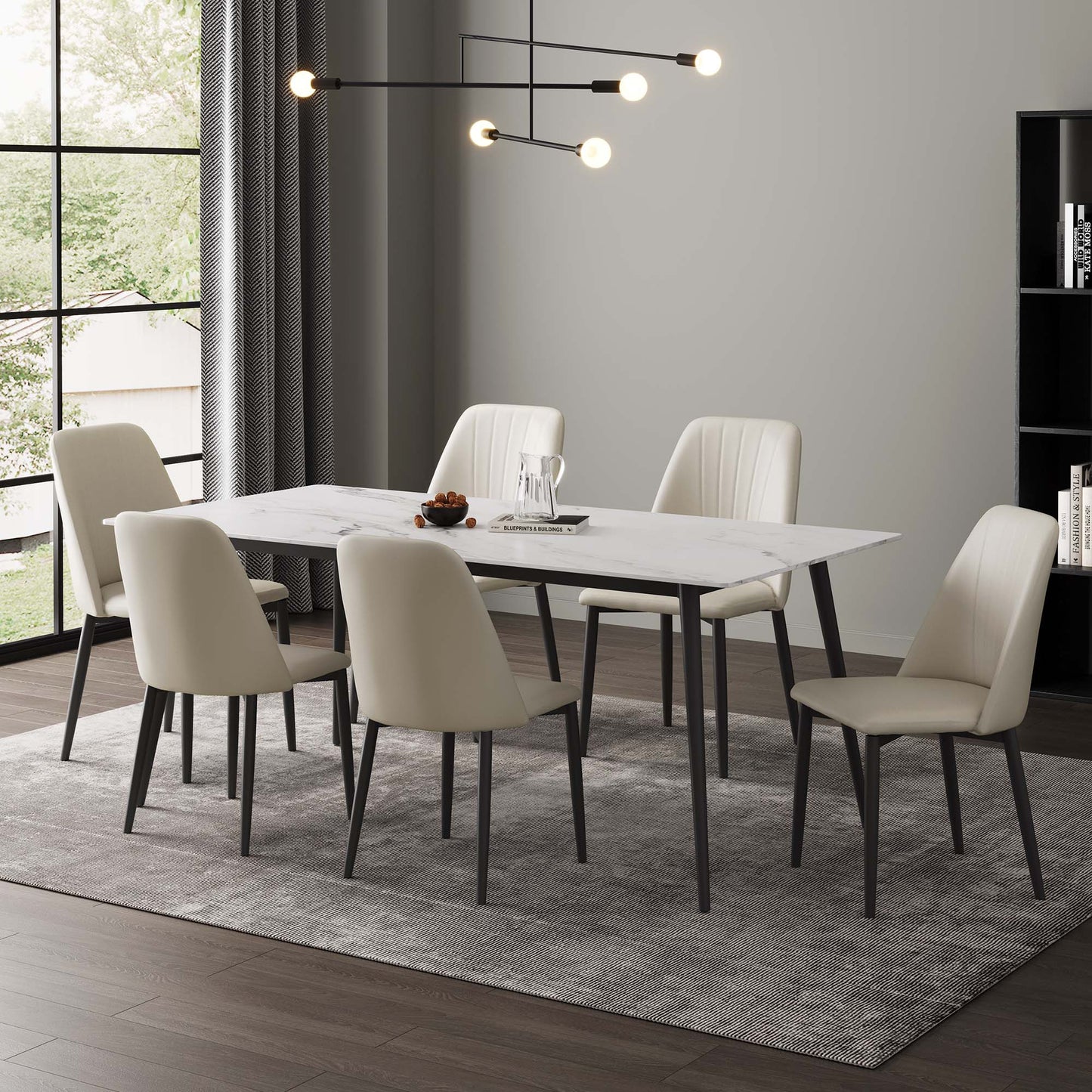 Modern Leather Dining Chairs Set of 2, Off-white | Eureka