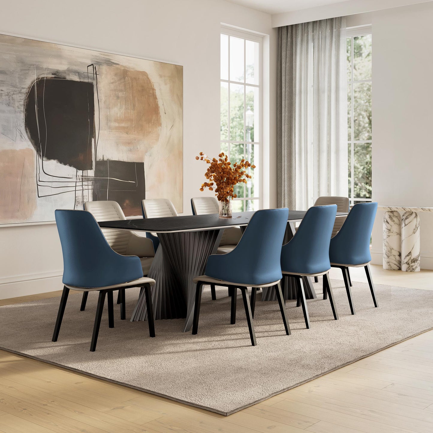 Eureka Ergonomic Dining Room with Blue Elegant Two-tone Dining Chairs Set of 2