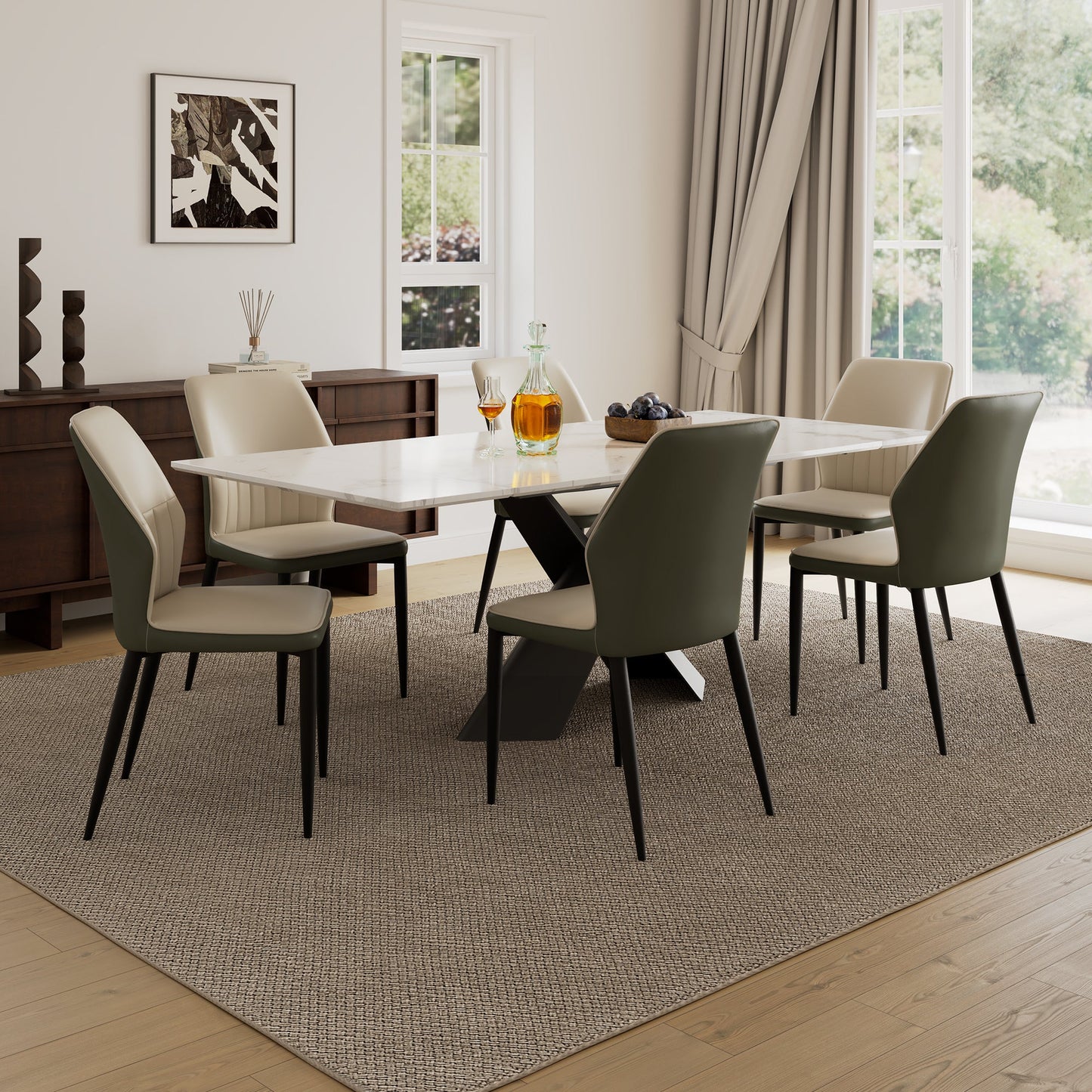 Eureka Ergonomic Dining Room with Modern Minimalist Two-tone Dining Chair Set of 2