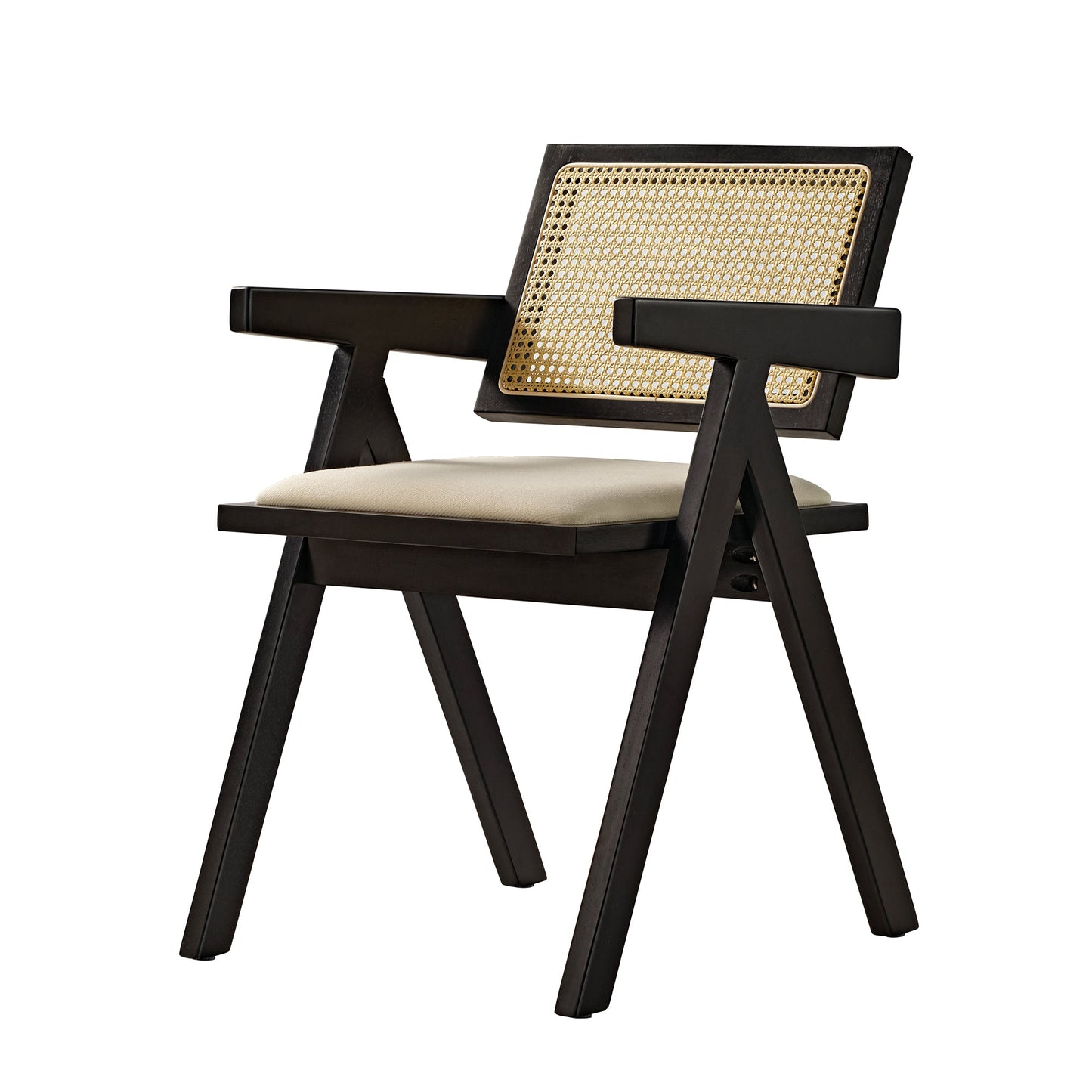 Mila Rattan Dining Chairs Set of 2, Walnut/Black