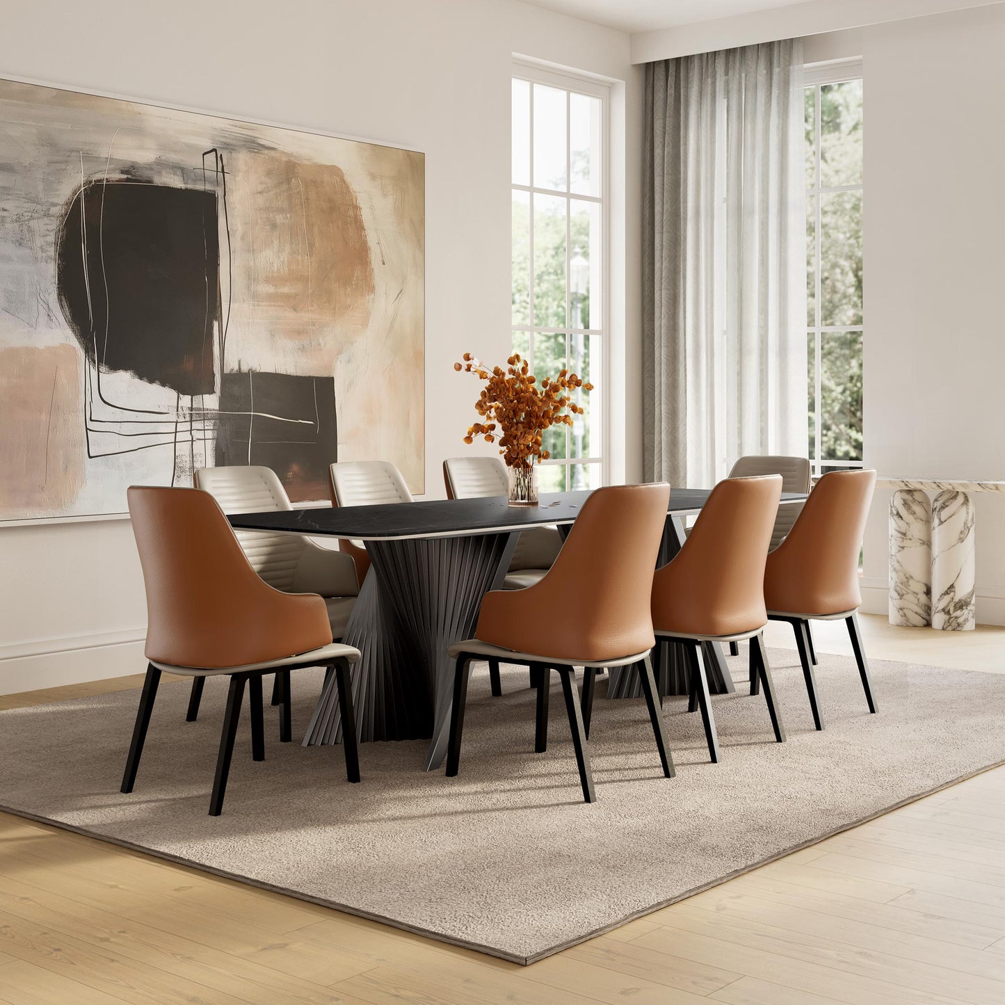 Eureka Ergonomic Dining Room with Brown Elegant Two-tone Dining Chairs Set of 2