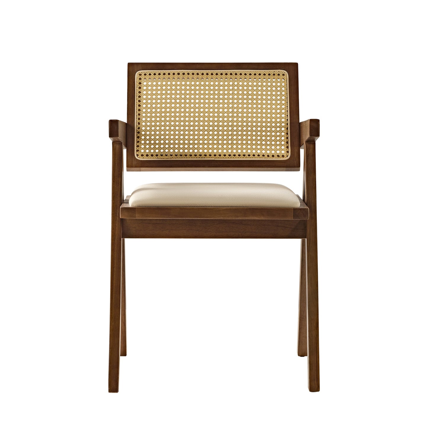 Mila Rattan Dining Chairs Set of 2, Walnut/Black