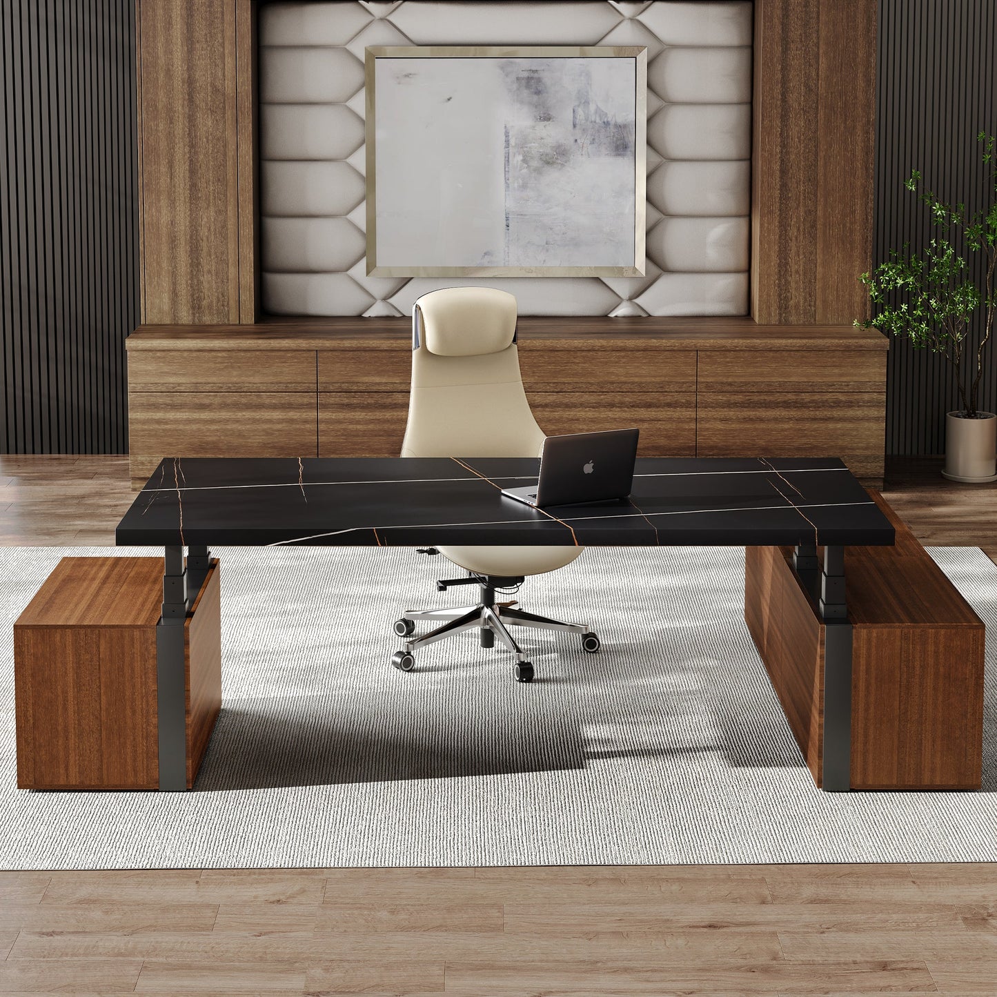 Zen Pro Executive Standing Desk (86"x39") With Cabinets