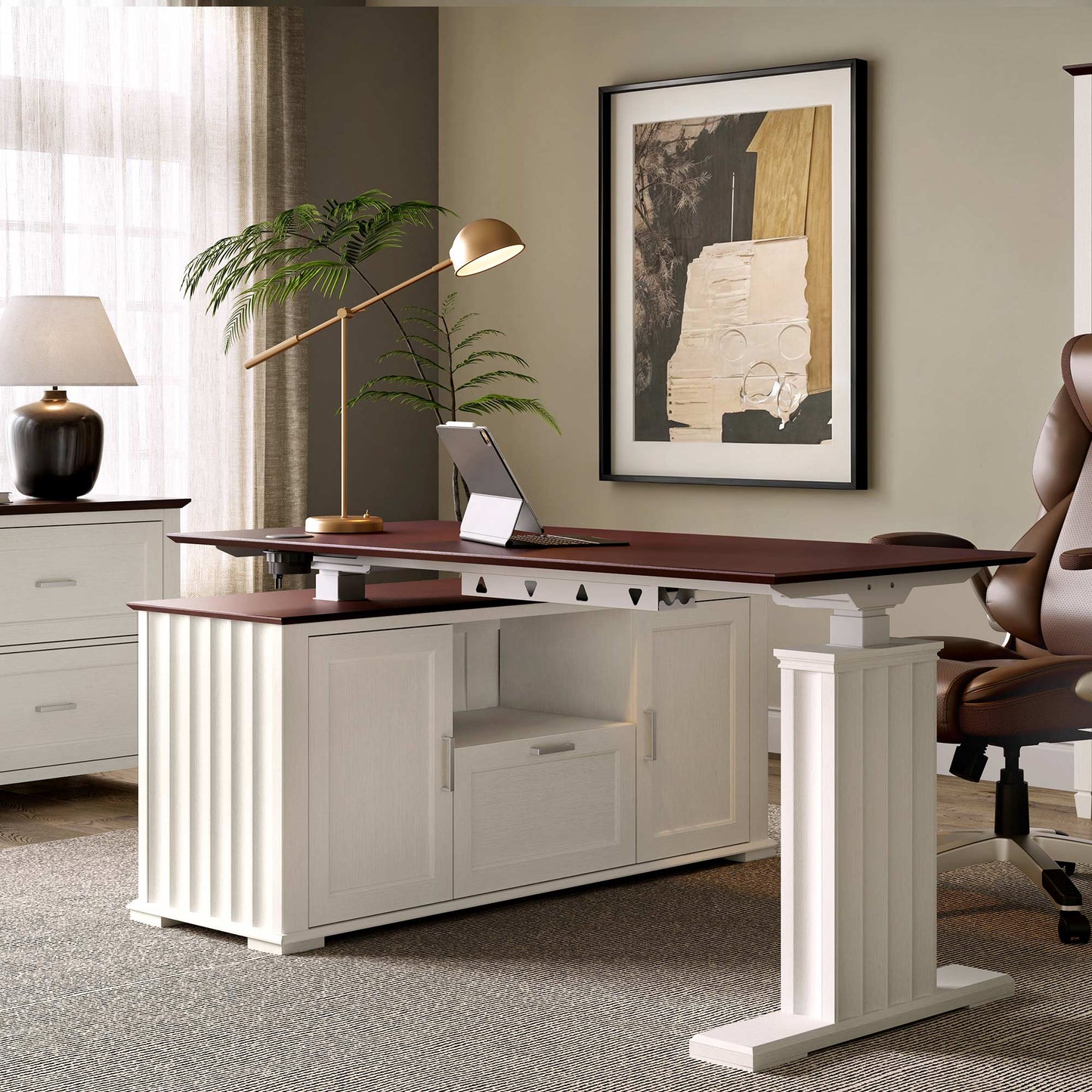 Eureka ARK ES 60'' Executive Standing Desk with Storage Cabinets for Home Office