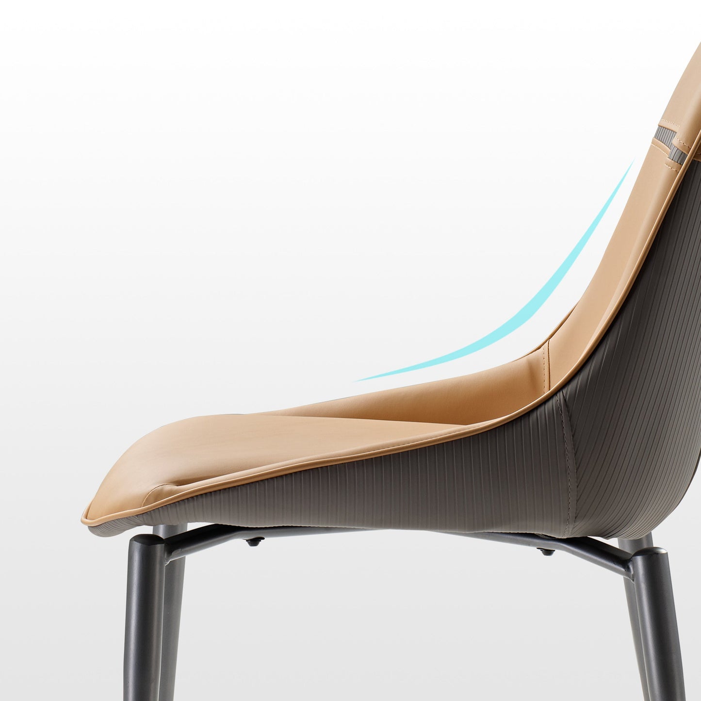 Modern Two-tone Dining Chairs Set of 2 with Pu Leather and Curved Design