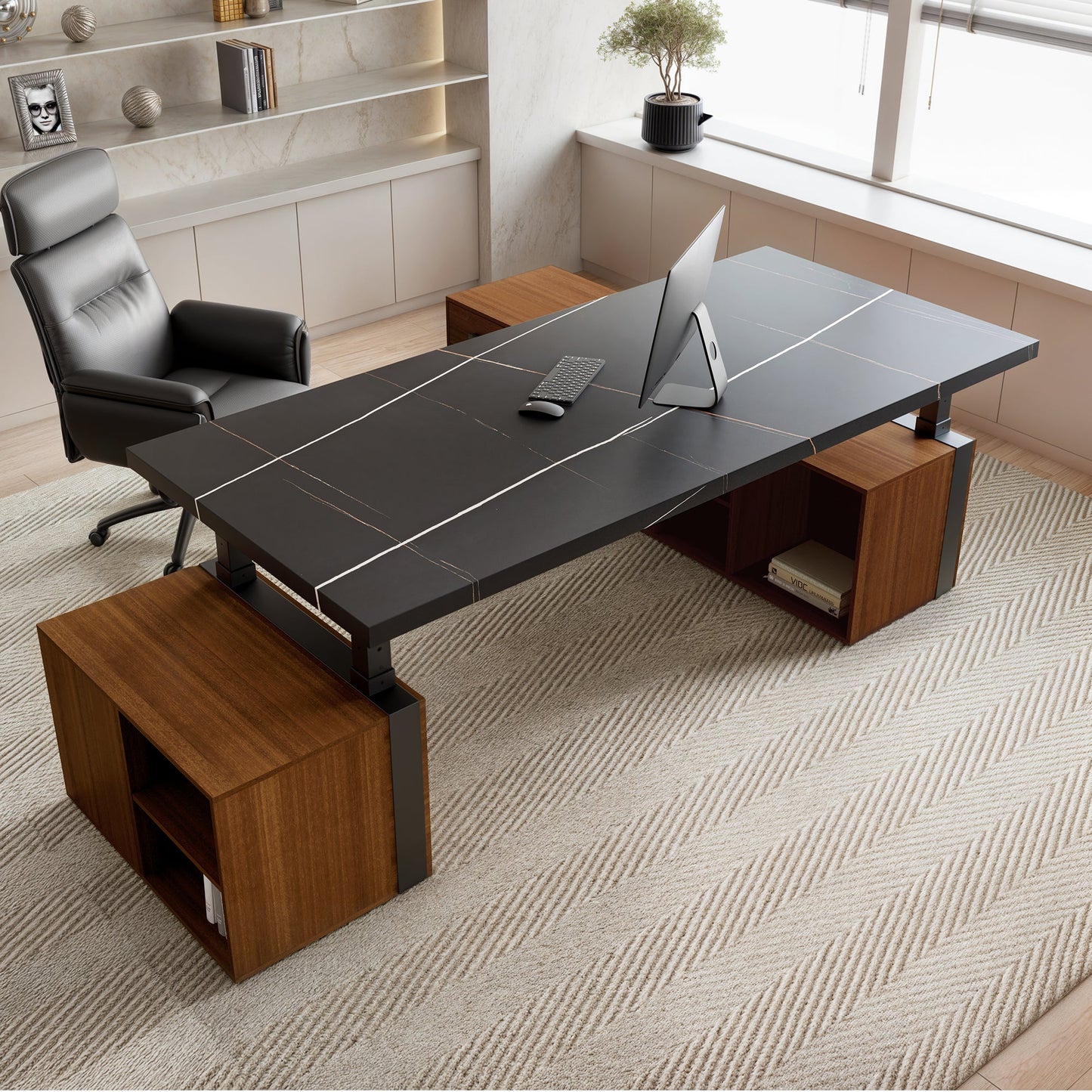 Zen Pro Executive Standing Desk (86"x39") With Cabinets