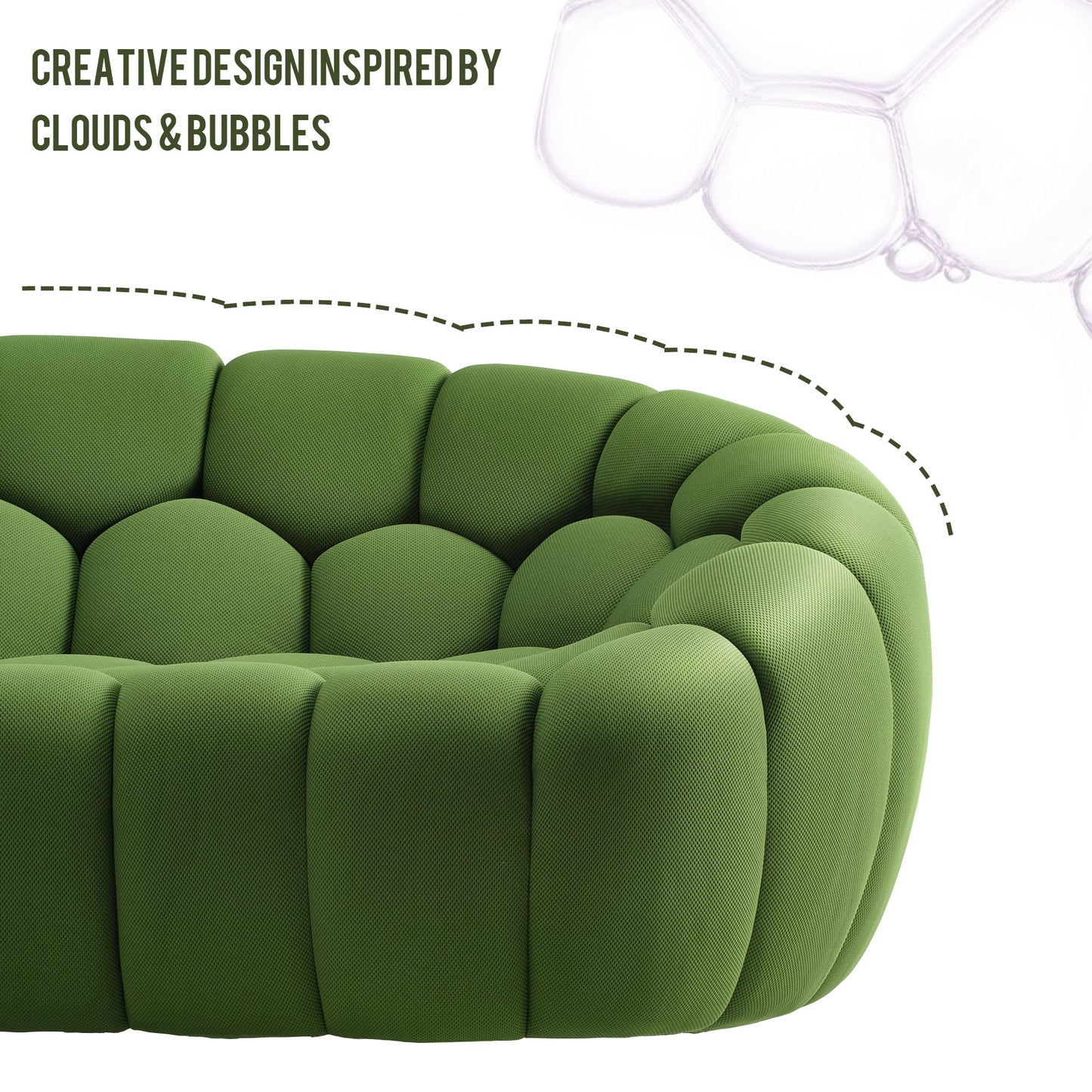 Eureka Ergonomic Living Room Luca, Modern 3-Seater Sofa, Green Creative Design
