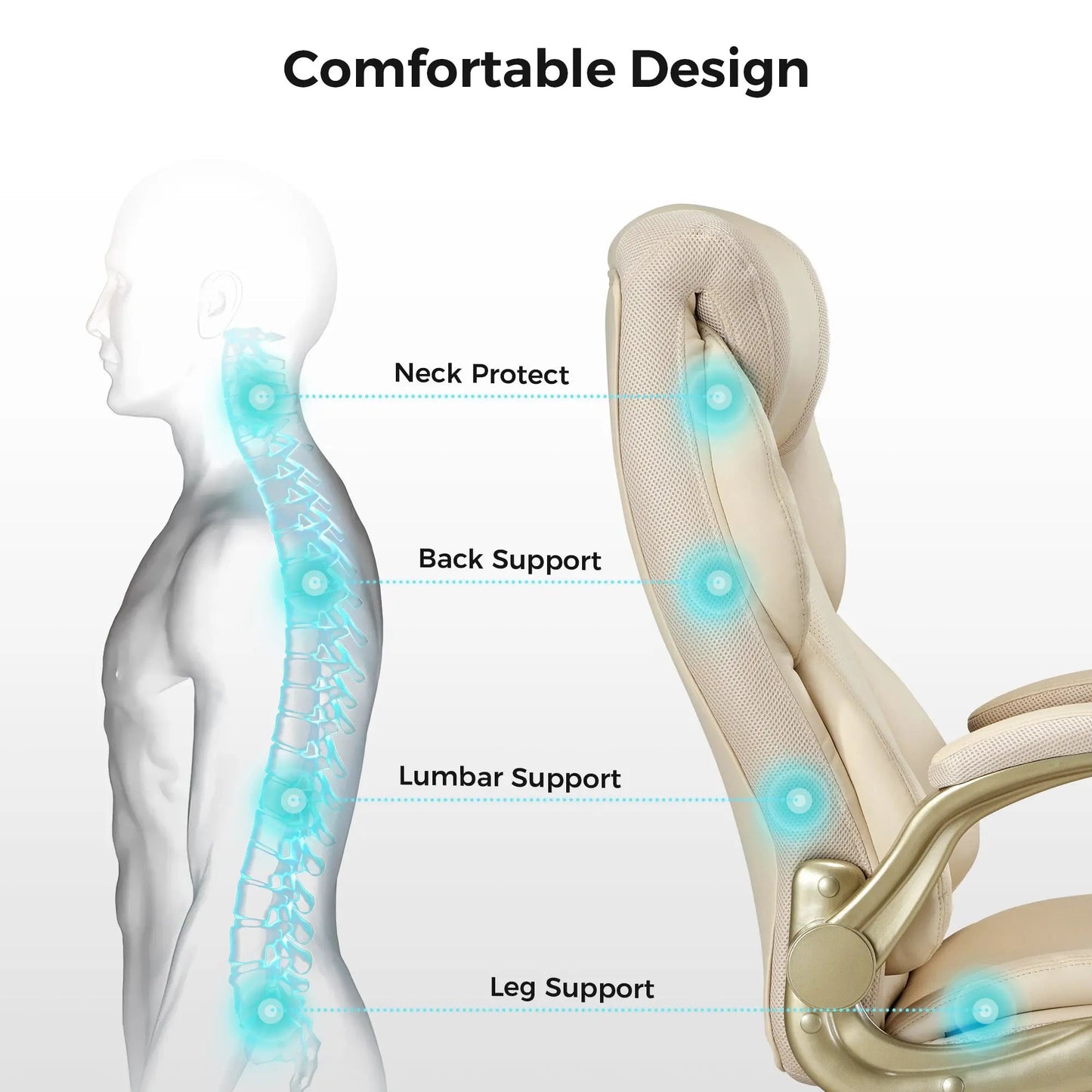 XL Off-White, Ergonomic Office Chair