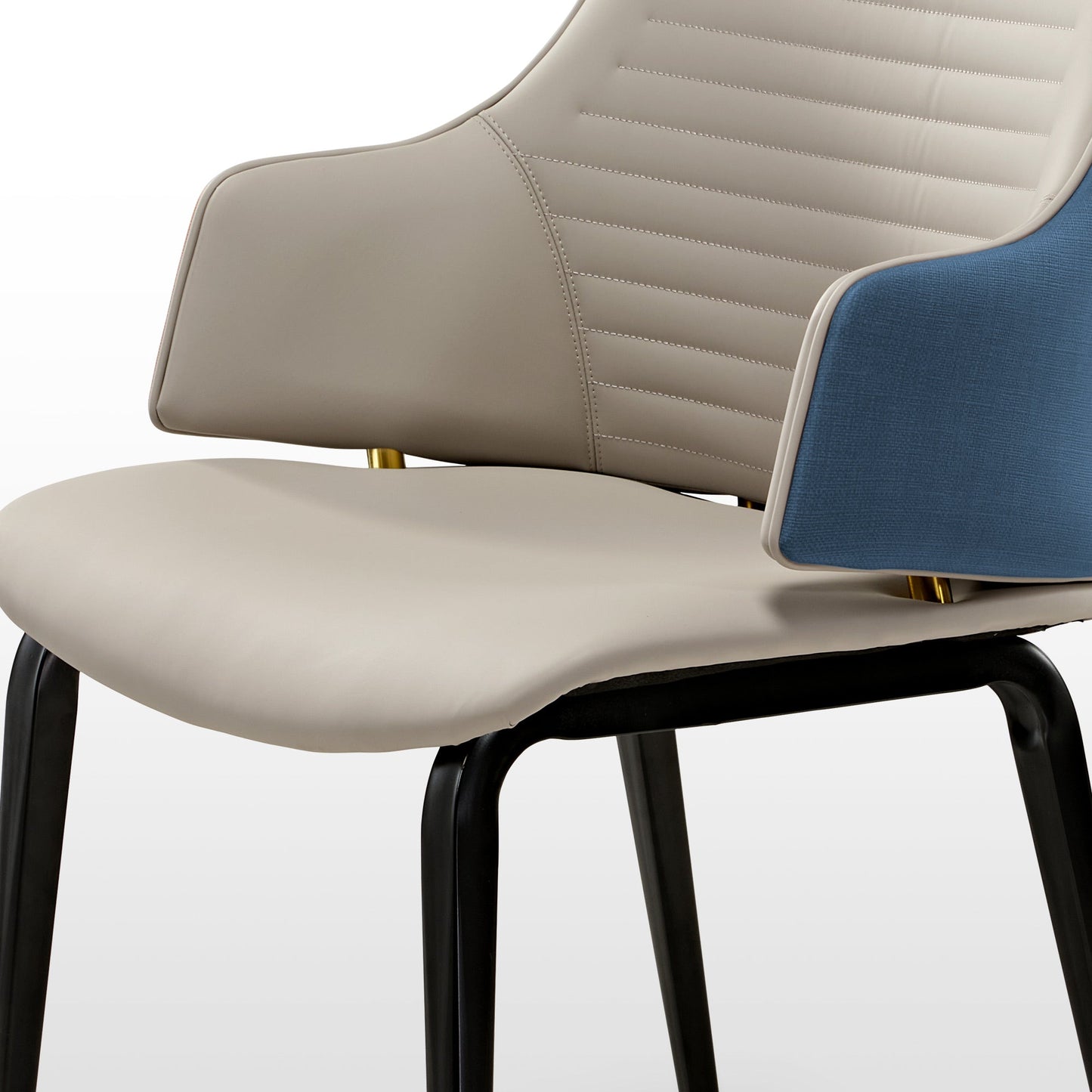 Elegant Two-tone Dining Chairs Set of 2 with Synthetic leather and Comfortable streamlined design