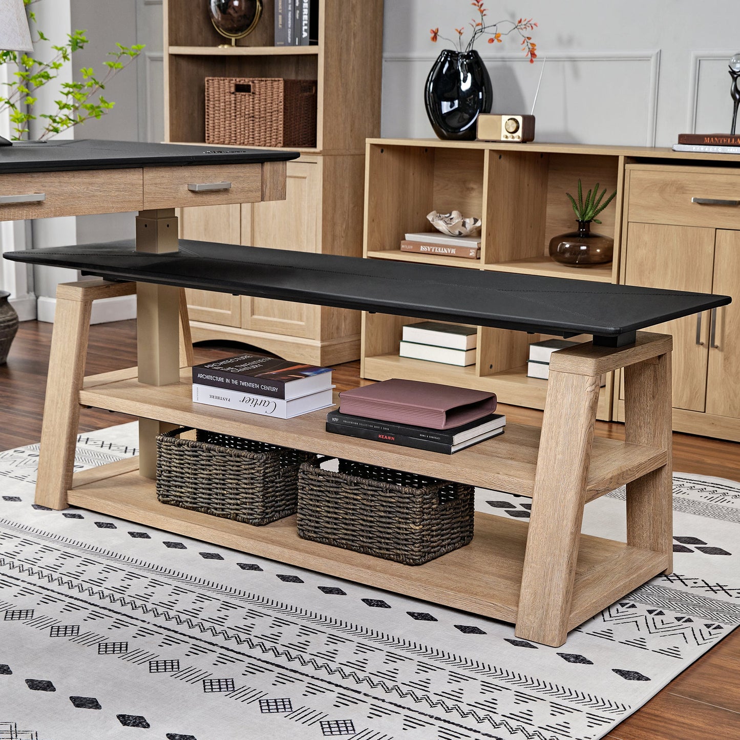Eureka Ark EX 60'' L Shape Executive Standing Desk with Storage Shelf