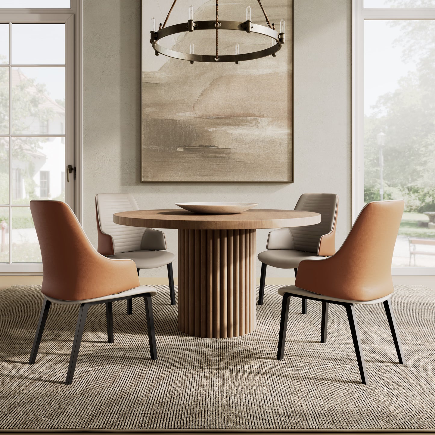 Juliet, Dining Arm Chairs Set of 2, Brown/Blue