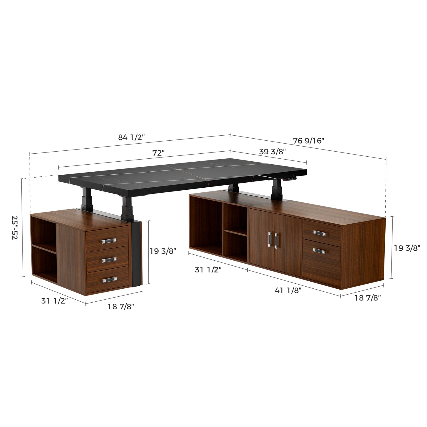 Zen Pro Executive Standing Desk (86"x39") With Cabinets