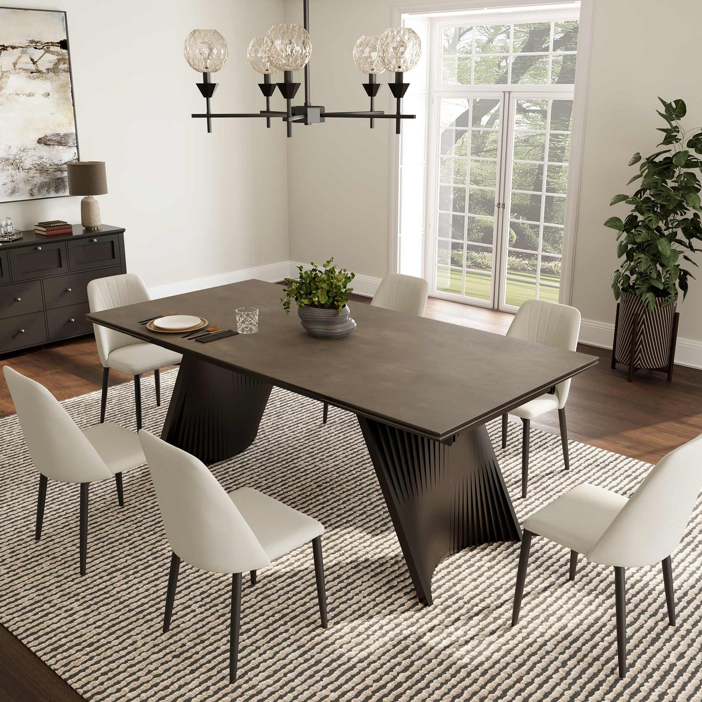 Charlotte, 90“-130” Extendable Dining Table Scene Diagram