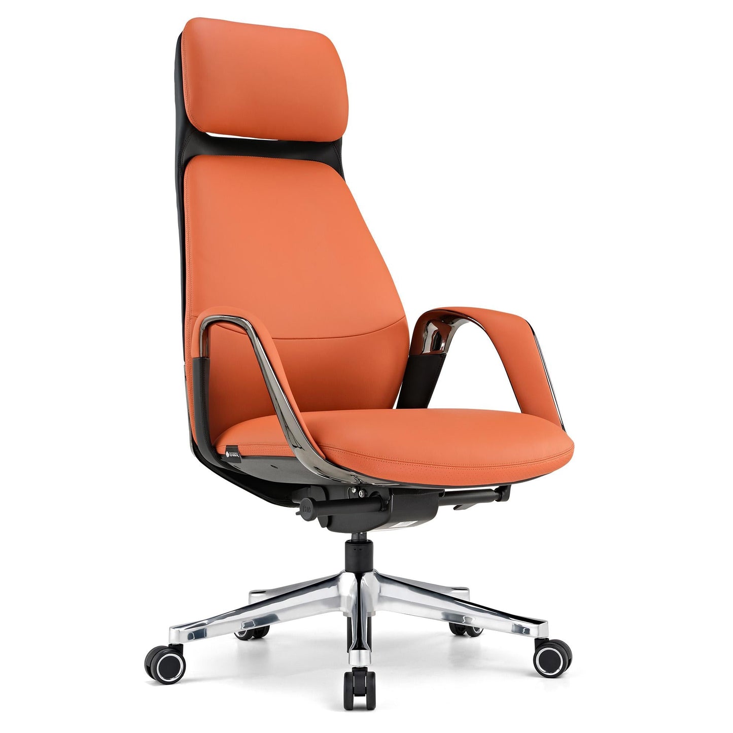Eureka Ergonomic Comfy Leather Executive Office Chair Luxury Napa Leather, Orange, Featuring Ark Desk