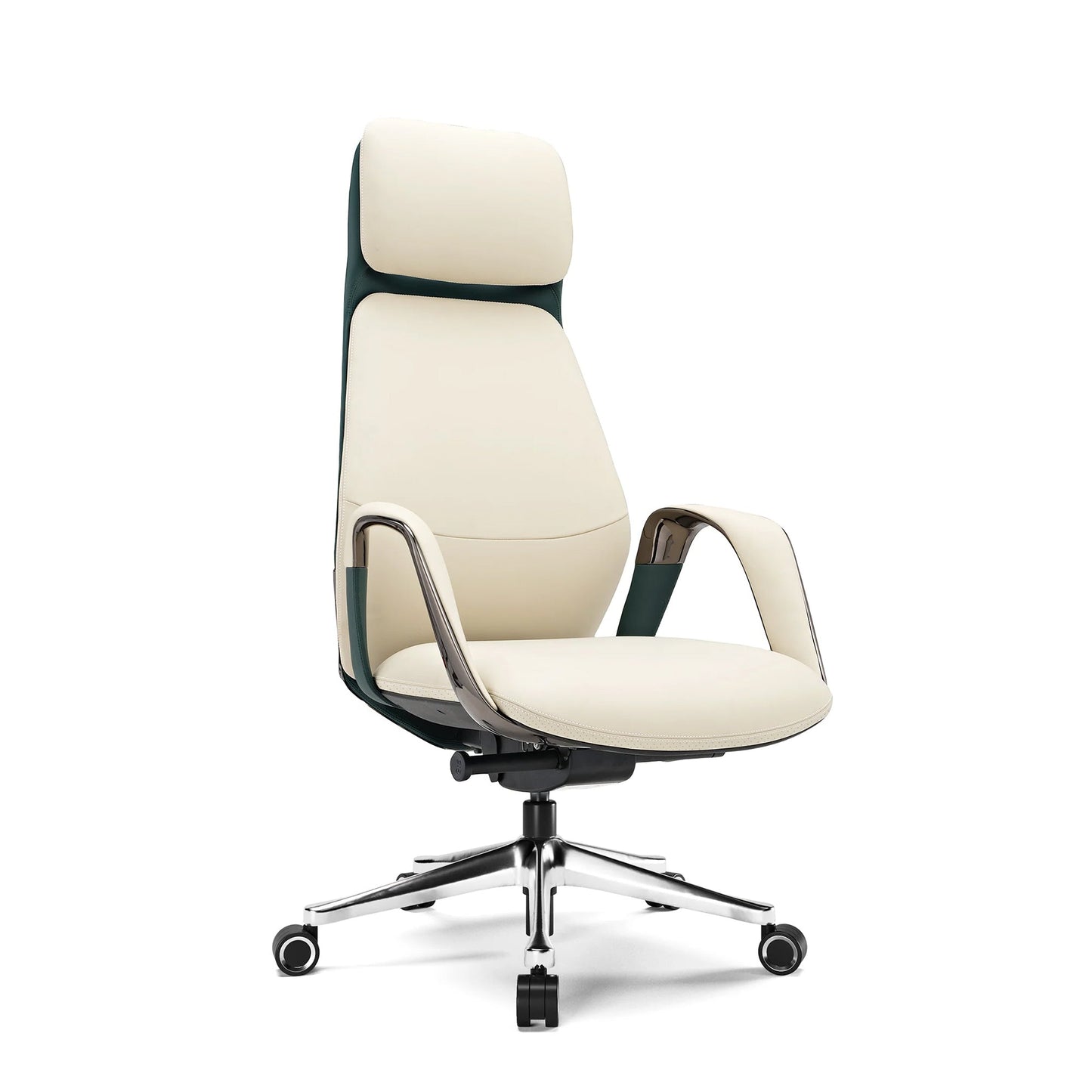 Eureka Ergonomic best genuine leather executive office chair, Off-White SERENE