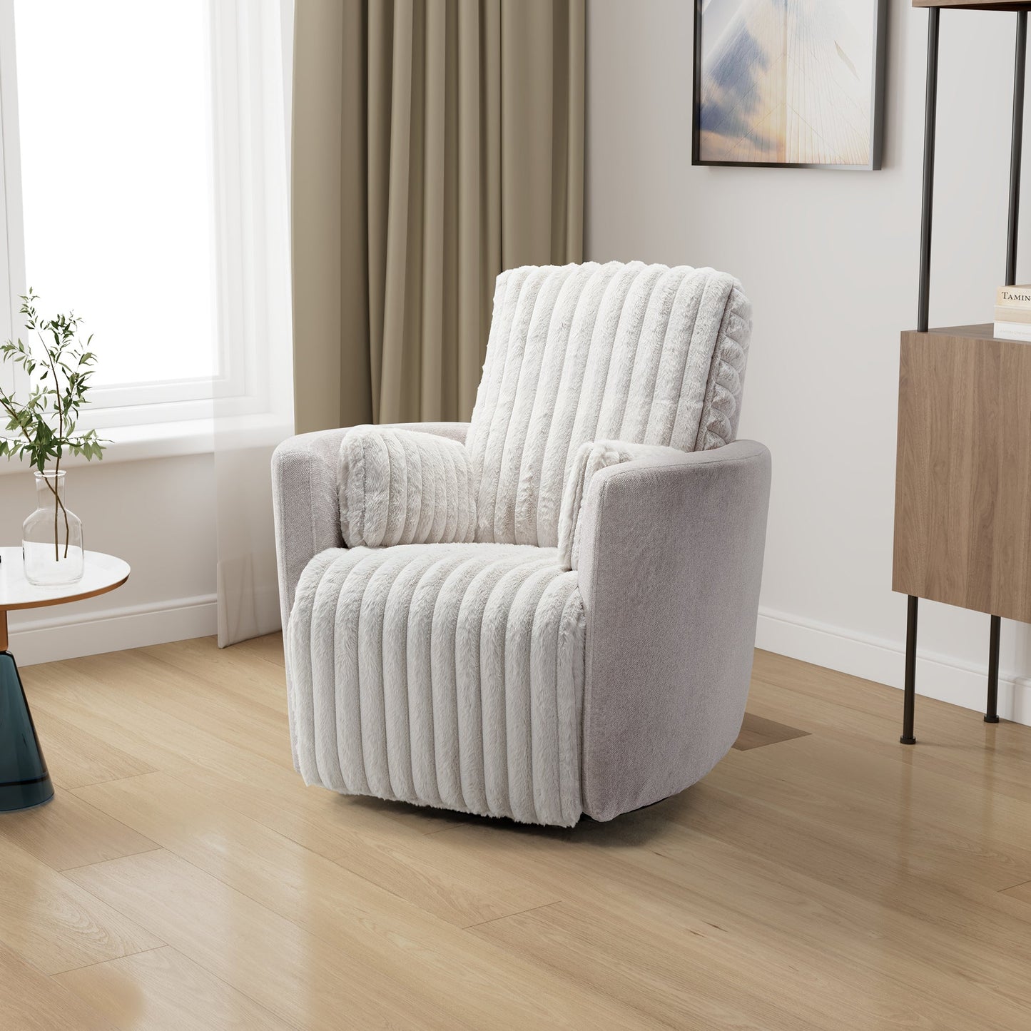 Eureka Ergonomic Living Room with White Lucia, Swivel Rocking Manual Recliner