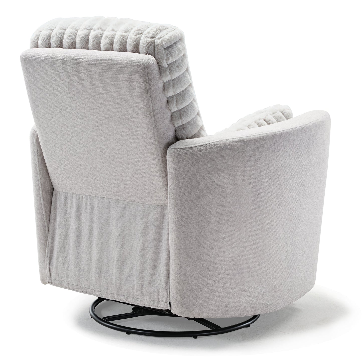 Lucia, Swivel Rocking Manual Recliner Using Faux Mink Fabric Back Angle