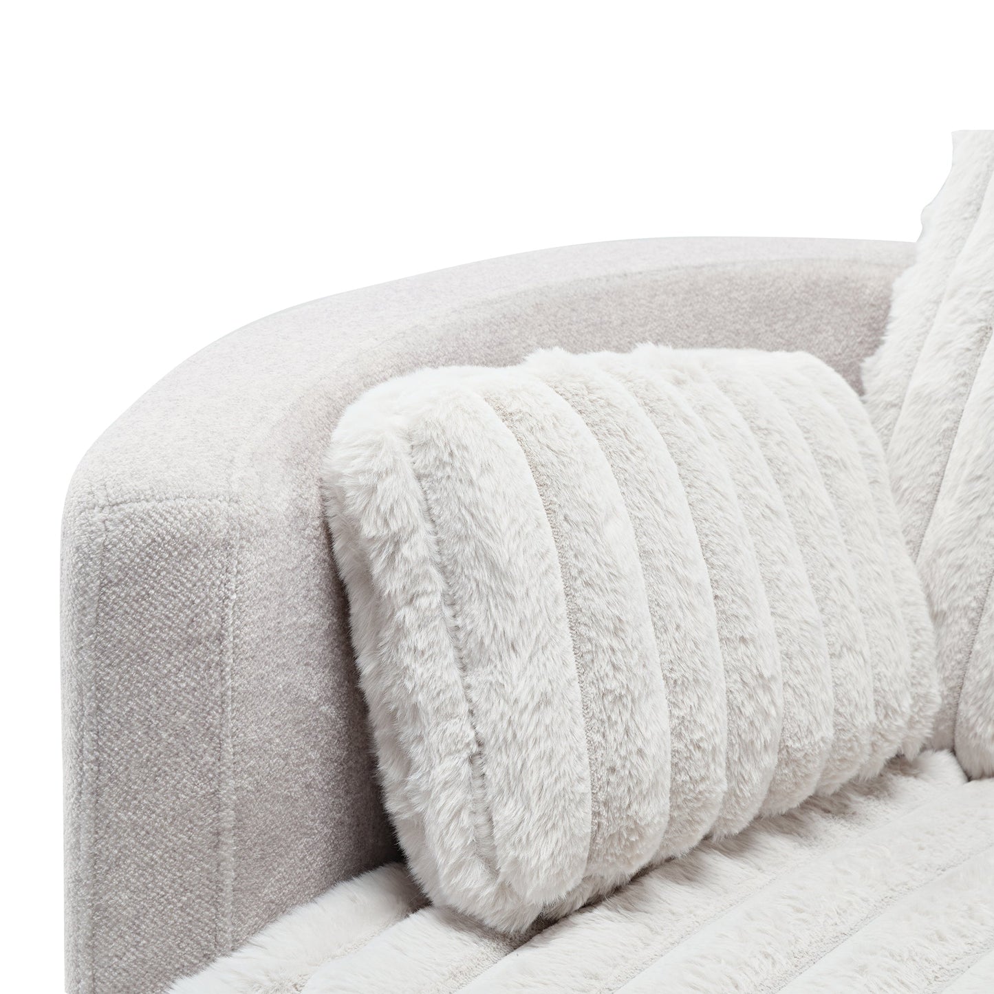 Lucia, Swivel Rocking Manual Recliner Using Faux Mink Fabric and Fatigue-relieving cushions
