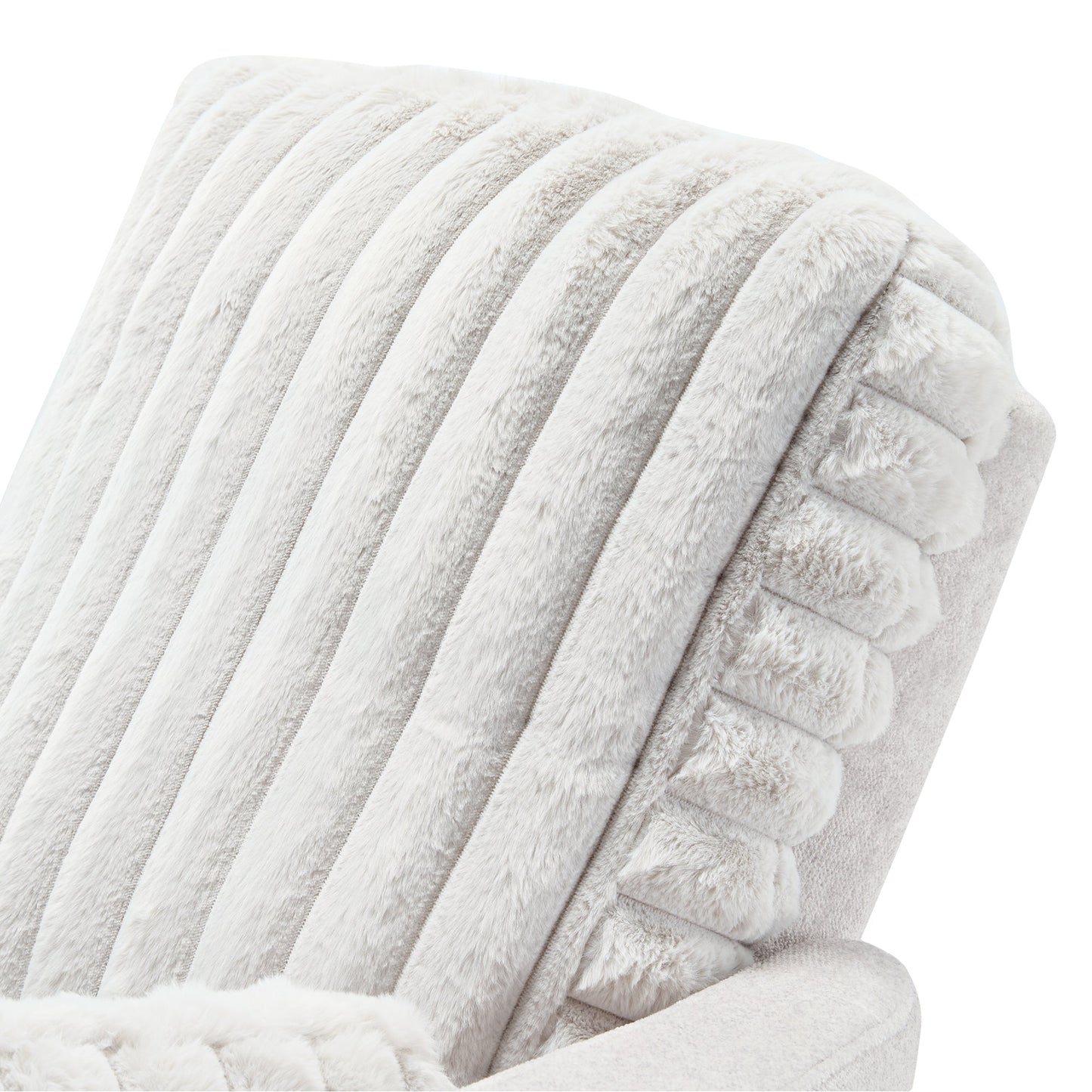 Lucia, Swivel Rocking Manual Recliner Using Faux Mink Fabric and Comfort Backrest