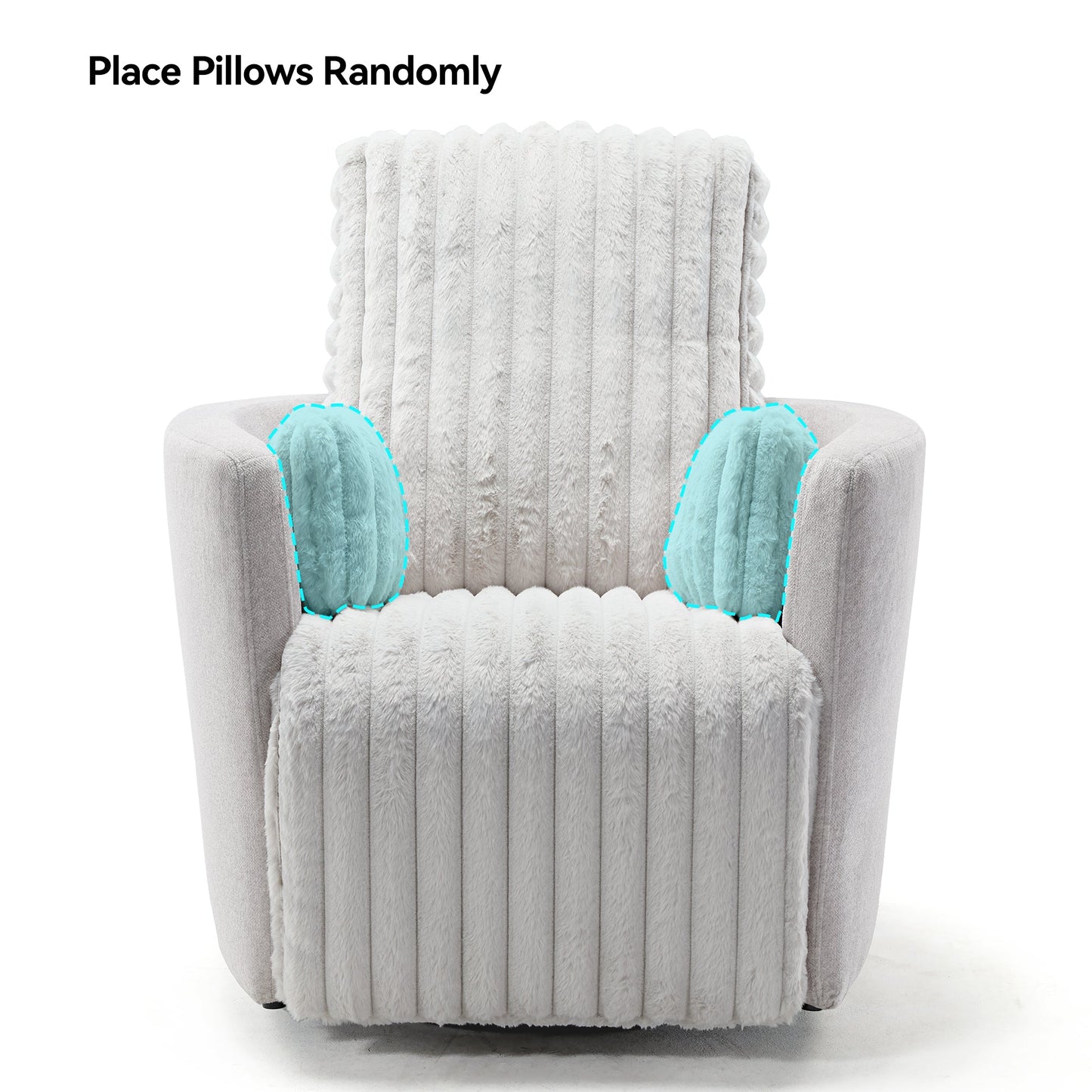 Lucia, Swivel Rocking Manual Recliner Using Faux Mink Fabric and Upholstered Seat