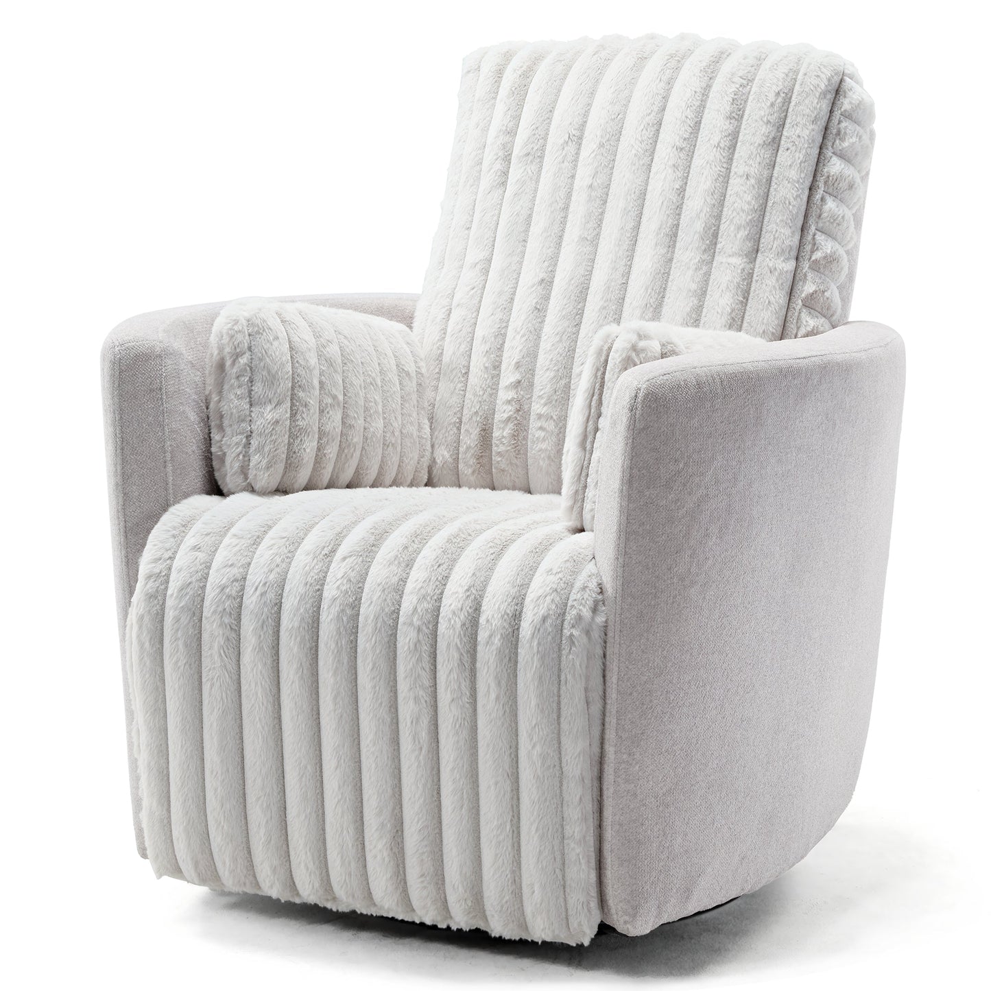 Lucia, Swivel Rocking Manual Recliner Using Faux Mink Fabric