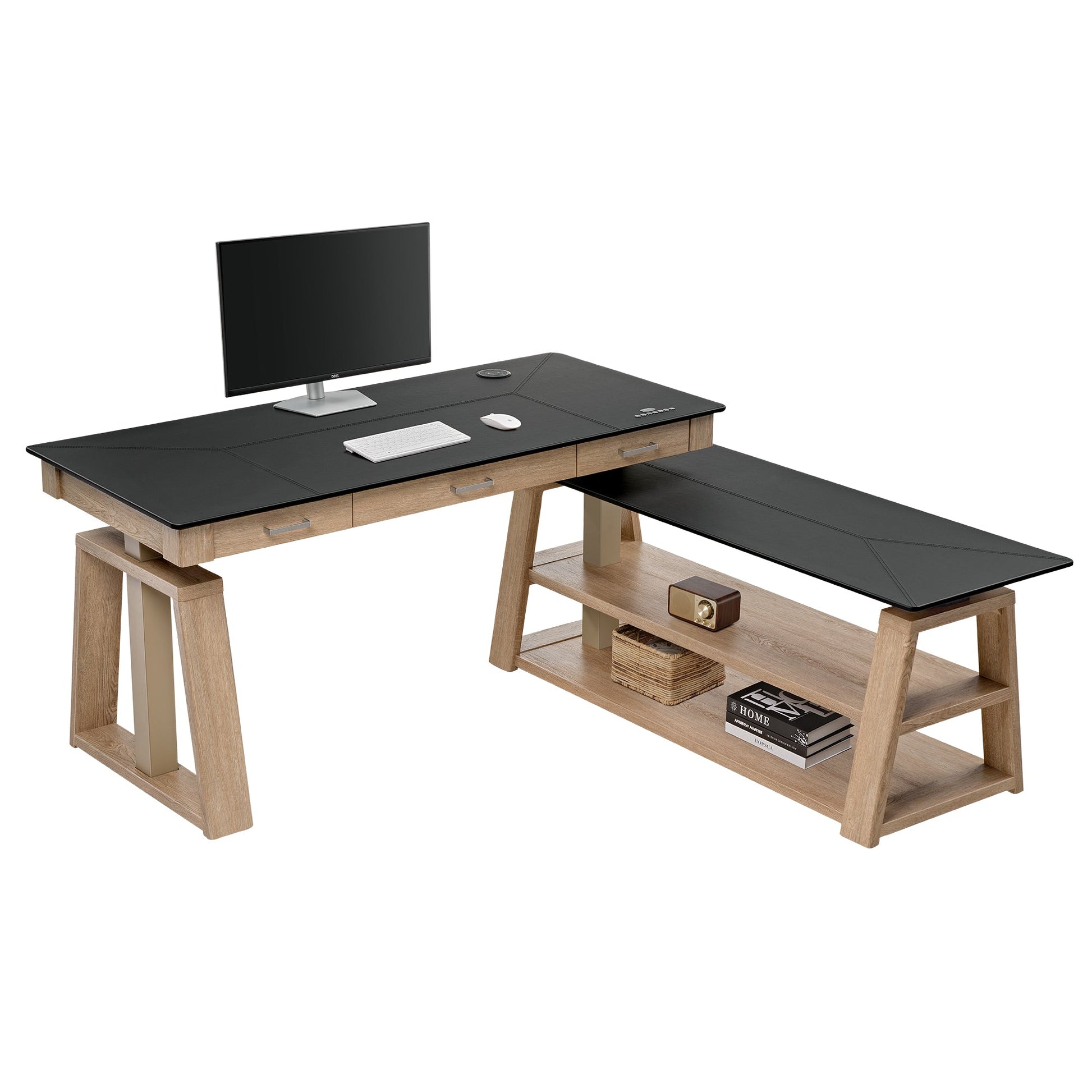 Eureka Ark EX 60'' L Shape Executive Standing Desk with Storage Shelf
