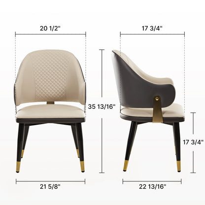 Modern Synthetic Leather Dining Chairs Set of 2 Product Dimensions