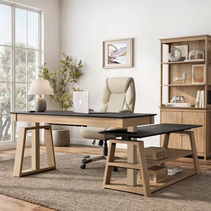 Eureka Ark EX 60'' L Shape Executive Standing Desk with Storage Shelf Collection