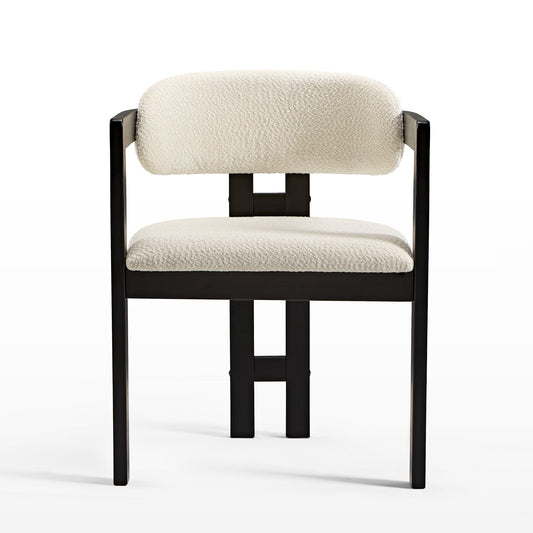 Elle Boucle Dining Chairs Set of 2, Walnut/Black