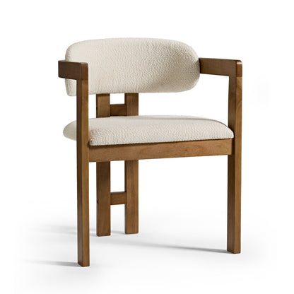 Elle Boucle Dining Chairs Set of 2, Walnut/Black