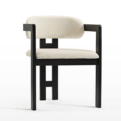 Elle Boucle Dining Chairs Set of 2, Walnut/Black