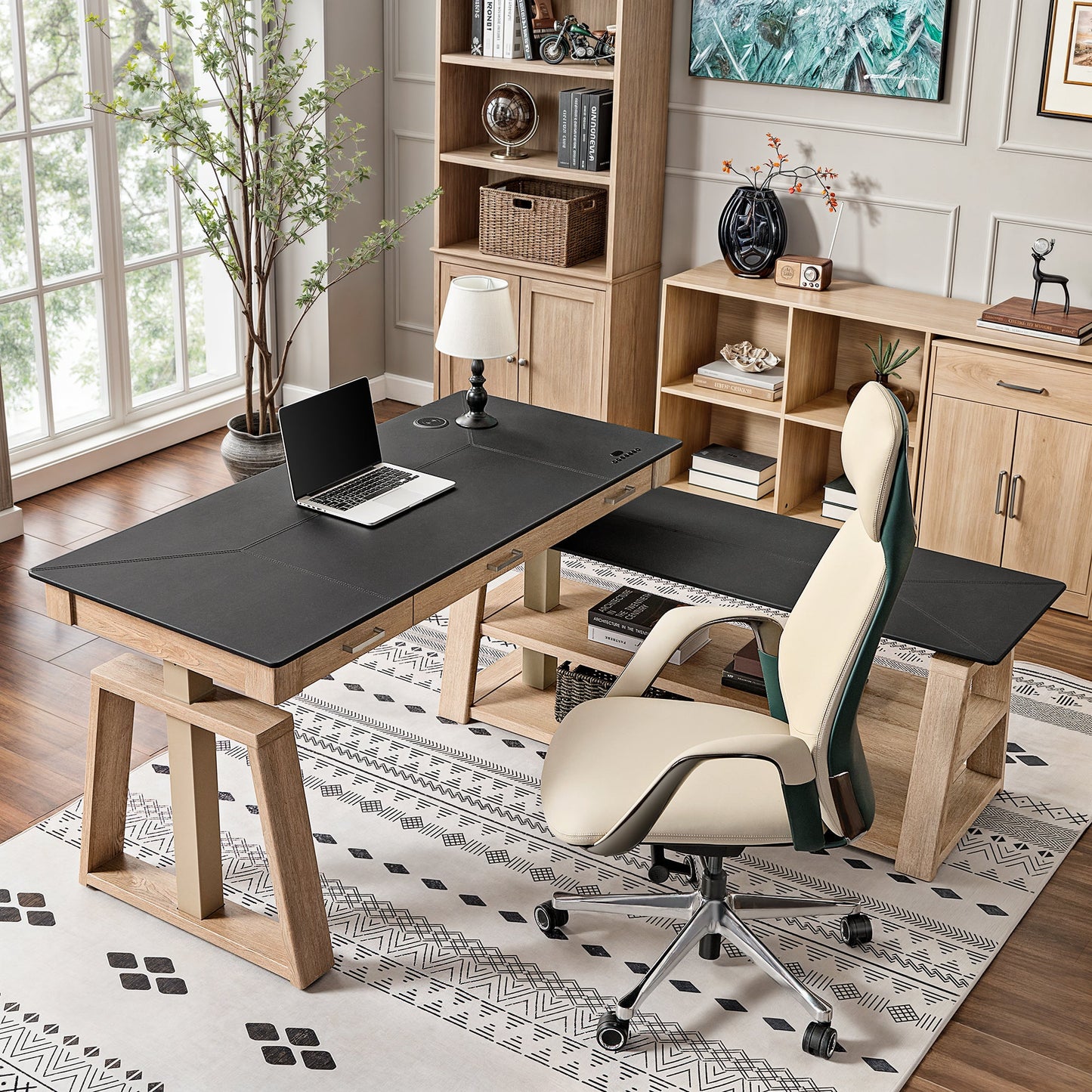 Eureka Ark EX 60'' L Shape Executive Standing Desk with Storage Shelf 