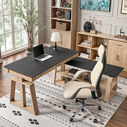 Eureka Ark EX 60'' L Shape Executive Standing Desk with Storage Shelf 