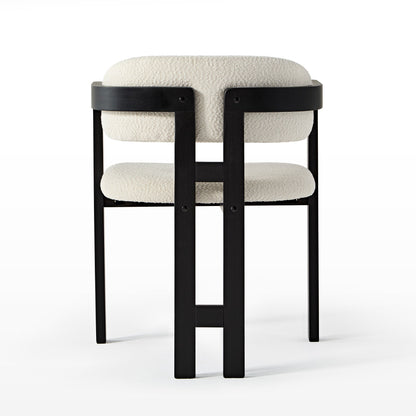 Elle Boucle Dining Chairs Set of 2, Walnut/Black