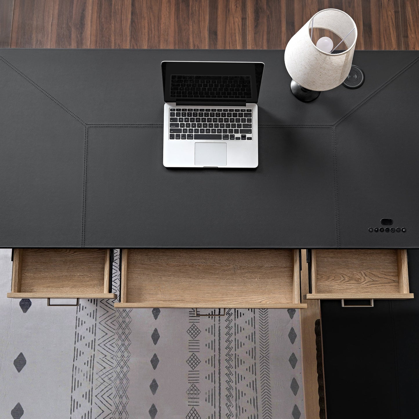 Eureka Ark EX 60'' L Shape Executive Standing Desk with Storage Shelf  with Three Drawers