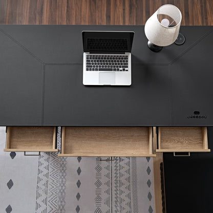 Eureka Ark EX 60'' L Shape Executive Standing Desk with Storage Shelf  with Three Drawers