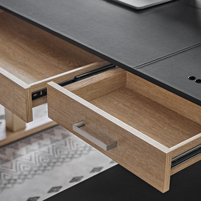 Eureka Ark EX 60'' L Shape Executive Standing Desk with Storage Shelf 