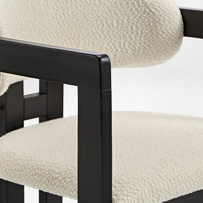 Elle Boucle Dining Chairs Set of 2, Walnut/Black